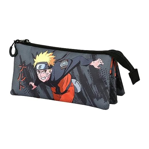 Naruto Shuriken-Portatodo Triple FAN 2.0, Gris, 23 x 11 cm