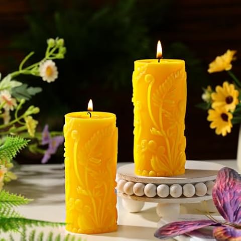 Conelist Floral Beeswax Pillar Candles Cover