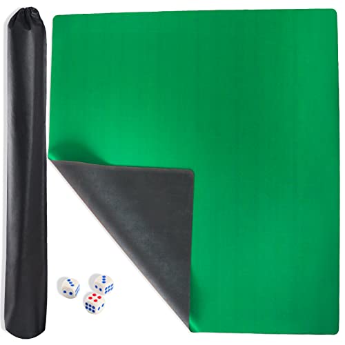 Gustaria Mahjong Mat, 35" L X 35" W Rubber Anti Slip Large Game Mat, Noise Reduction Table Cover For Poker, Dominoes, Card Games, Board Games, Tiles Games, With Carrying Bag, (89Cm X 89Cm, Green) #TOP14