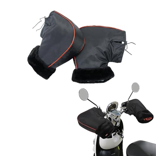 XGOPTS Guanti da manubrio per moto Guanti da uomo donna antivento Scooter Grip Guanti invernali spessi resistenti all'acqua scaldamani Moto Guanti da equitazione Guanti con pelliccia sintetica