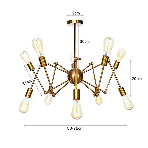 Lámpara Sputnik de 10 Luces Candelabro Dorado Moderno Colgante 3