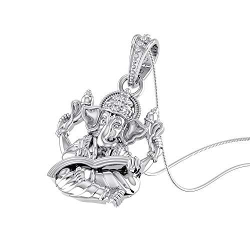 Pendentif argent sterling Ganesh avec chaîne collier mixte
