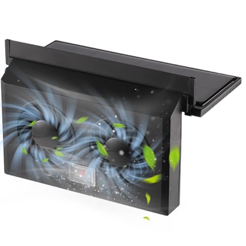 Frfik Ventilador de coche alimentado por energía solar, ventilación de refrigeración eficaz de doble cabezal, ventiladores amplificadores de refrigeración de vehículos, para asiento trasero, asiento