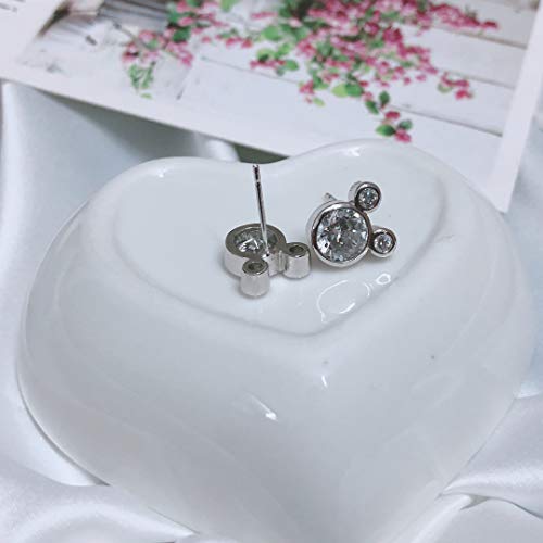 Mouse Stud Earring,S925 Silver Plated Earrings With Sparkling Cubic Zirconia Birthstone,Cute Charm Stud Ear Jewelry For Women Girl As Birthday Gift,Hypoallergenic #TOP3