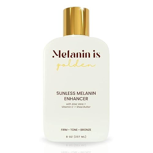 Melanin is... Sunless Melanin Enhancer Loción tonificante de cuerpo completo, aloe vera, vitamina C Bronceado natural besado por el sol, orgánico,