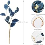 Betylifoy 6pcs Artificial Eucalyptus Stems, Blue Faux Eucalyptus Leaves Greenery Stems Fake Branches Silver Dollar Plant for Home Indoor Vase Flower Arrangement Party Decor (Blue)