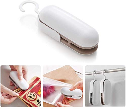 Mini Bag Sealer, Handheld Heat Vacuum Sealers, 2 in 1 Heat Sealer and Cutter Handheld Portable Bag Sealer for Plastic Bags Food Storage Snack Fresh Bag Sealer
