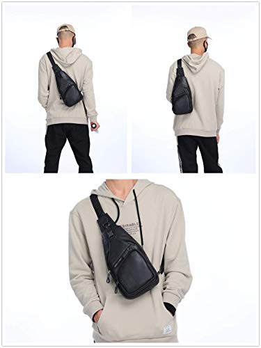 Leren schoudertas voor heren, schoudertas, borsttas, waterbestendig, draagtas, schoudertas, boodschappentas, voor wandelen, werken, school, zaken, fietsen, reizen - Image 8