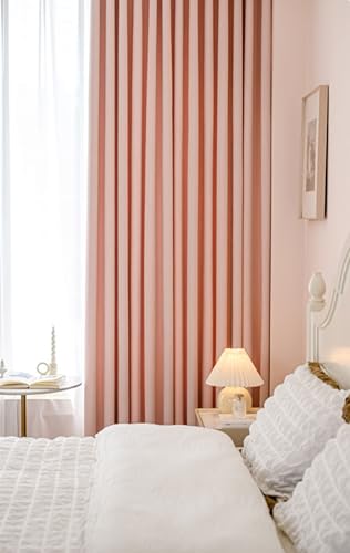 Homxi Blackout Drapes Set of 2,2 x 52W x 84H,Blackout Curtains Living Room Pink Solid Color Curtains for Bedroom with Pinch Pleats
