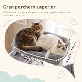 Heybly Cat Tree, 180 cm-Tall Tower for Indoor Cats with 2 Perches, 2 Big Condos, 2 Hammocks, Basket, Scratching Pad, Large Cat Furniture and Condo, Light Grey HCT034W - 3