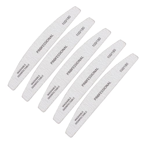 Mipcase Limas de Uñas 100/180 Curva 5 Piezas Bloque Pulidor Profesional para Manicura Pedicura Uñas Naturales y Postizas Material Eva Tamaño 178X28X4 Mm