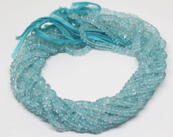 Aigue-marine perles rondelles facettées 7mm gemmes bleues pour création bijoux DIY
