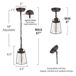 KSANA Farmhouse Pendant Lighting, Mini Rustic Hanging Light Fixture with Seeded Glass Shade for Kitchen Island, Foyer, Hallway, Bedroom and Entryway, Bronze KSANA Farmhouse Pendant Lighting Mini Rustic Hanging Light Fixture with Seeded Glass Shade for Kitchen Island Foyer Hallway Bedroom and Entryway Bronze