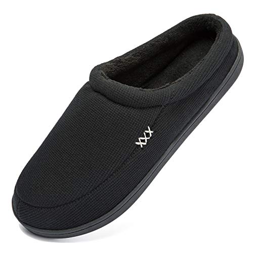 Image of NewDenBer Men's Warm Memory Foam Suede Plush Fleece Lined Slip on Indoor Outdoor Clog House Slippers