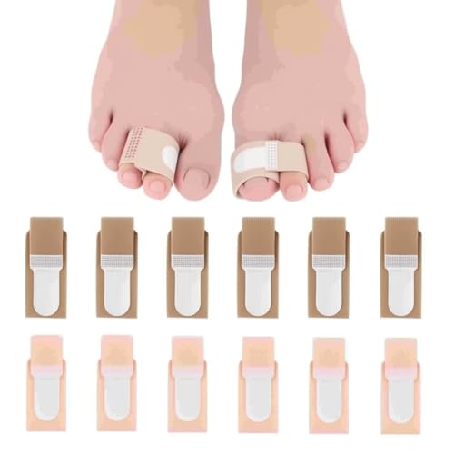 12 Pack Fabric Hammer Toe Corrector Toe Straightener Reusable Broken Toe Protectors Buddy Taped Wraps Toe Separators Splint for Crooked Toes Bent Toes Overlapping Toes Avoid Secondary Trauma