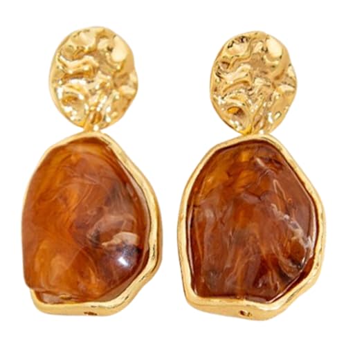 Irregular Crystal Dangle Earrings,Vintage Baroque Pearl Stud Melted Liquid Metal Wrinkle Drop Earring Geometric Statement Earrings for Women