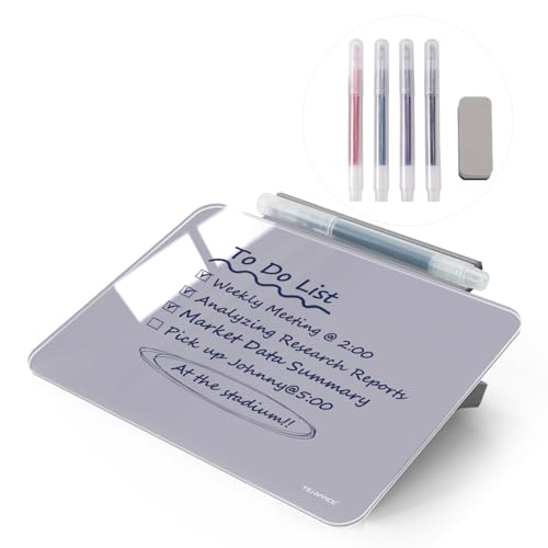 Image of Small Desktop Glass Dry-Erase Whiteboard - 8 X 6 Inches Tabletop Easel Whiteboard with Stand, Desk Board Buddy for Artist, Teacher and Student