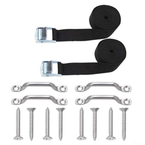 Kühler-Spanngurt-Set, 1,2 m, Camping-Nylon-Gurtband, Zinklegierung, robuste feste Gurte für Boot, Gepäck, Gürtel (weiße Schnalle)