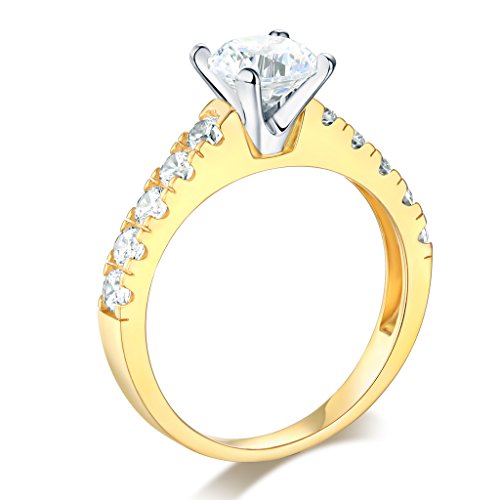 Twjc 14K Yellow Gold Solid Wedding Engagement Ring And Wedding Band 2 Piece Set - Size 9 #TOP2