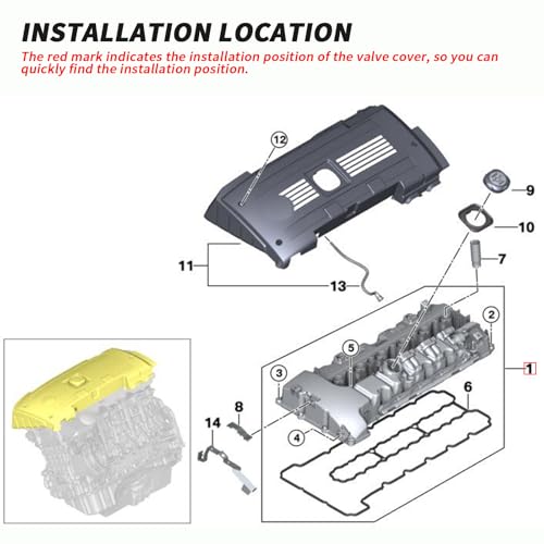 Image of Aluminum Valve Cover W /Gasket & Bolts for BMW 1 Series M 135i 135is 325i 335i 335is 335xi 535i 535xi 740i 740Li M135i M140i M235i M240i M2 X6 Z4, Replaces 11127565284 11127565286