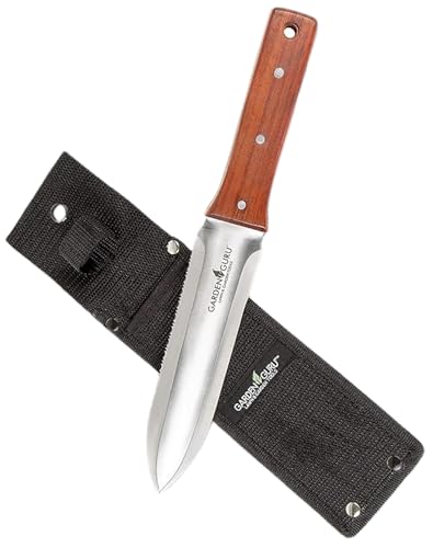 Garden Guru Hori Hori Gardening Knife for Weeding, Digging, Pruning, and Cultivating - Stainless Steel Full Tang Blade | Marks for Measuring Planting Depth