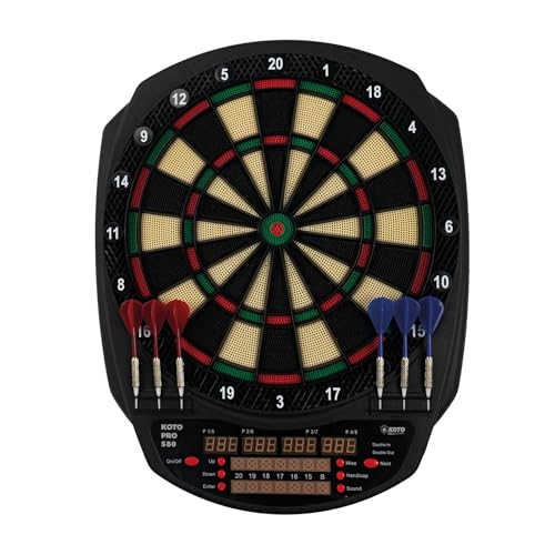 KOTO – Dartscheibe Elektronisch Pro 580 (42,5x2,5x52 cm), 6 Softdarts + 30 Spitzen, 36 Spiele, 580...