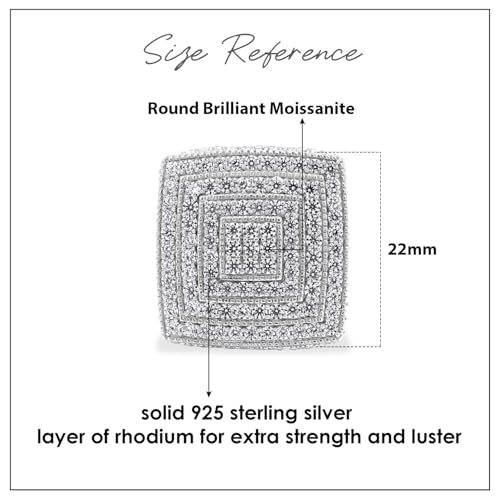 4 3/4 Carat Round Cut Lab Created Moissanite Square Cluster Wedding Band Ring For Men's In 14K Gold Plated Sterling Silver (VVS1 Clarity, 4.75 Cttw)3