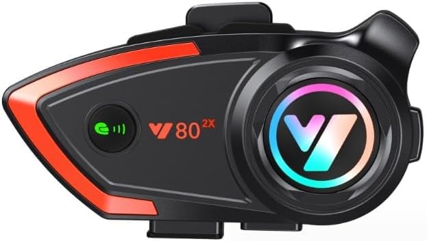 Panlouting Bluetooth 5.0 Casco Auriculares Audifonos para Motocicleta | 800 Metros | IP67 Resistente al Agua | Qualcomm Chip | para Música GPS Esquí (Micrófono Suave para Casco Completo)