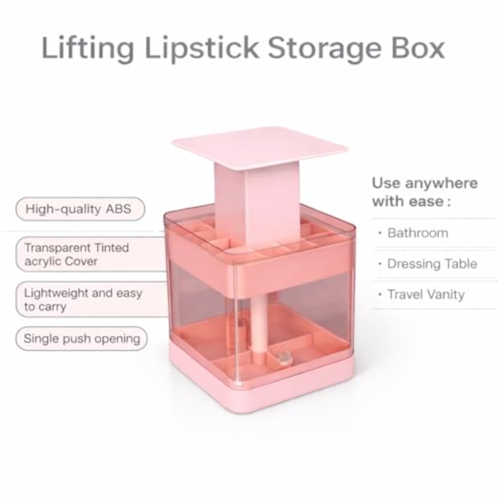 Push Up Lipstick Organizer, 12-Slot Dustproof Storage Box