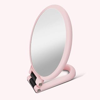 XXXDXDP Magnifying Handheld Vanity Travel Folding Hand Held -Double Sided Folding Adjustable Pedestal Makeup