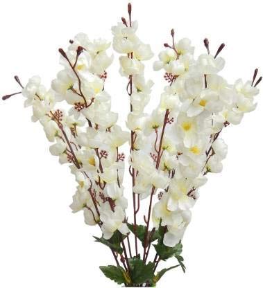Image of Coolkart White Orchid Fake Flowers Sticks Bunch | Decorative Items for Home Decor, For Vase, Valentine's Day Decoration, Vase Not Included