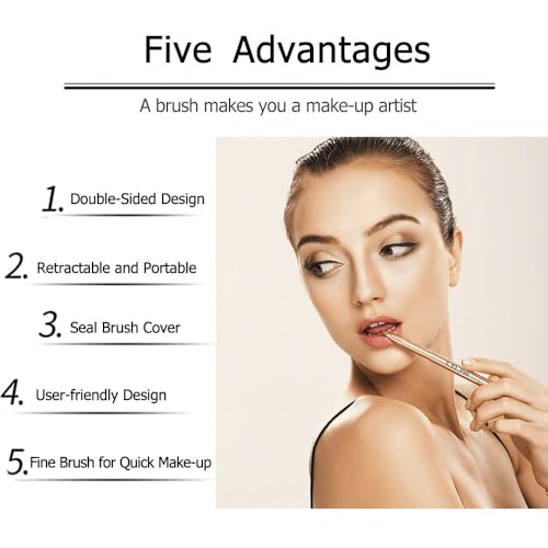 L.Y.L Pro Gold Retractable Lip Makeup Brushes Double-Ended Retractable Lip Brush Travel Lipstick Gloss Makeup Brush for