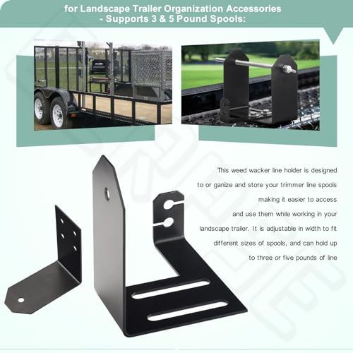 BERPSE Weed Wacker Trimmer Line Holder Adjustable Width (4.5\"-8.6\"), Supports 3 and 5 lb. Spools for Landscape Trailer Organization Accessories - Heavy Duty Stainless Steel with Mounting Hardware