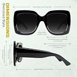 GQUEEN Lunettes de soleil surdimensionnées pour femmes Square Frame Trendy Retro Vintage Shades