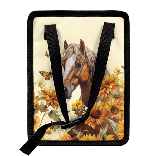 Image of Talayituse Horse Sunflower Butterfly Print Car Trash Can with Lid, Leak Proof Auto Trash Bag Hanging Vehicle Garbage Can Multipurpose Storage Container for Back Seat Road Trip