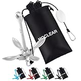 Moclear Kayak Anchor Kit, 3.5 lb Compact Folding Grapnel Anchor for Kayaks, Canoes, SUPs, Jet Skis, Small Boats - Lightweight Portable Marine Boat Anchor with Rust-Resistant Design (Silver)