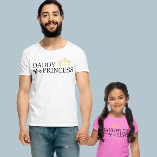 Set of 2 Matching Daddy Daughter T-Shirts Shirts; Daddy of.a Princess; Daughter of a King Father's Day Birthday Present Gift Christmas Holiday2