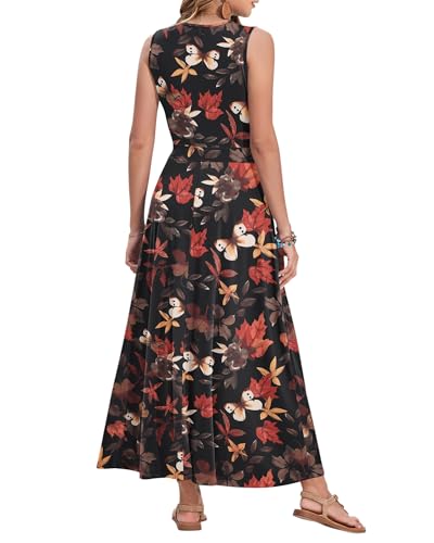 Image of AUSELILY Womens Maxi Dress Summer Sleeveless Wrap Long Dresses with Pockets | V-Neck Wrap Sleeveless Sundress, fits formal, casual, beach, vacation & daily wear