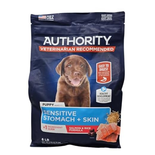 Authority Puppy Sensitive Stomach and Skin Dry Dog Food, Salmon and Rice Formula, 6 Pound Bag