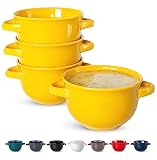 KooK French Onion Soup Crocks with Handles, Ceramic Bowls, for Rice, Dessert, Pasta, Dishwasher, Mic