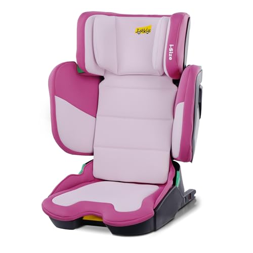 Jovikids I-Size Alzador Coche Niño Isofix, Normativa R129, Silla Coche Bebé, Portátil Elevador Coche Para Grupo 2 3 De 100-150cm De 3 A 12 Años , Respaldo Ajustable Rosa