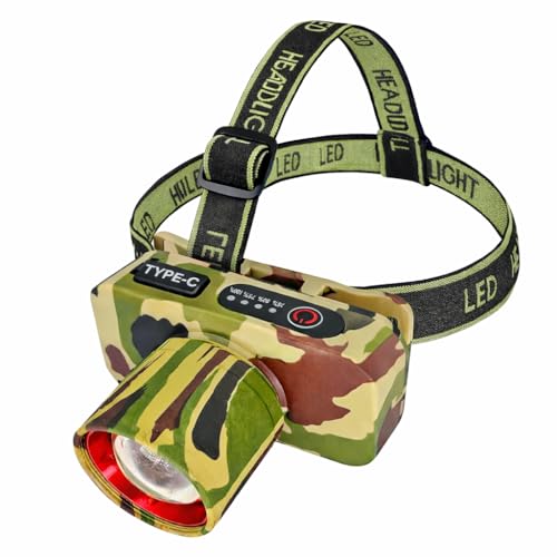 Image of DOCOSS Bright Waterproof Military Headlamp for Trekking,(Working Time-4-5 Hrs) Head Light Torch,Head Torch Rechargeable, Long Distance for Camping, Cycling &Outdoor Activities (Military Zoomable)