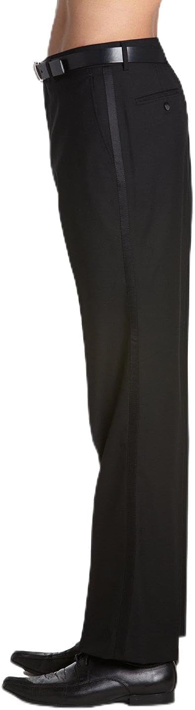 Men's Tuxedo Pants Tux Pant Flat Front Satin Band Stripe Solid Colors