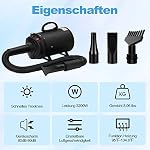 XKISS hundefön 3200W Pet Dryer Hundetrockner Blower mit Einstellbarer Windgeschwindigkeit und Temperaturen, 4 Düsen (Schwarz) – Bild 2