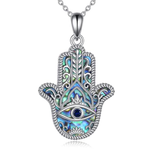 Hamsa Hand Necklace 925 Sterling Silver Daisy/Evil Eye/Star Of David/Chai Pendant Necklace Good Luck Jewelry Gifts For Women Men