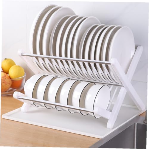 Faltbares Abtropfgestell für Geschirr und Schüsseln aus weißem Kunststoff mit Abtropfschale Multifunktionales Küchenutensil für Familien und Gastronomie.