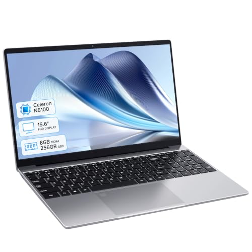 Trygood Laptop 15,6 Zoll Full HD IPS Display | Notebook mit Fingerabdruck-ID & Beleuchteter Tastatur, 8GB RAM 256GB SSD, Intel Quad-Core N5100, Schlankes Design für Business, Uni & Home Office