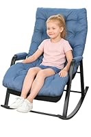 Schaukelstuhl Schaukelstuhl für Kinder 3 Jahre + mit Armlehnen und Seitentasche, Stahlgestell, Fußstütze verstellbar in 5 Höhen, Tragkraft 250 kg, Wohnzimmer, Schlafzimmer, Blau