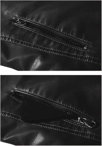 DUDHUH Faux Leather Jackets For Men Motorcycle Vintage Zip Up Streetwear Bomber Jacket Classic Biker Coats4