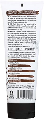 Alaffia - Coconut Reishi Shower Gel, Refreshing Support To Cleanse, Invigorate, And Protect Skin With Shea Butter, Turmeric, Kola, Reishi Mushroom, And Coconut Oil, Fair Trade, Coconut Chai, 8 Ounces #TOP1